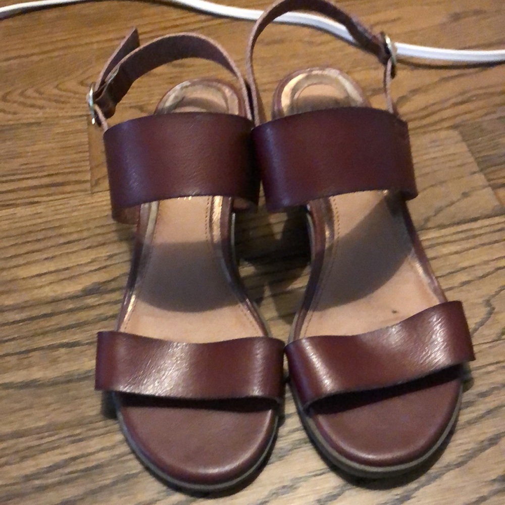 Brown sandals.